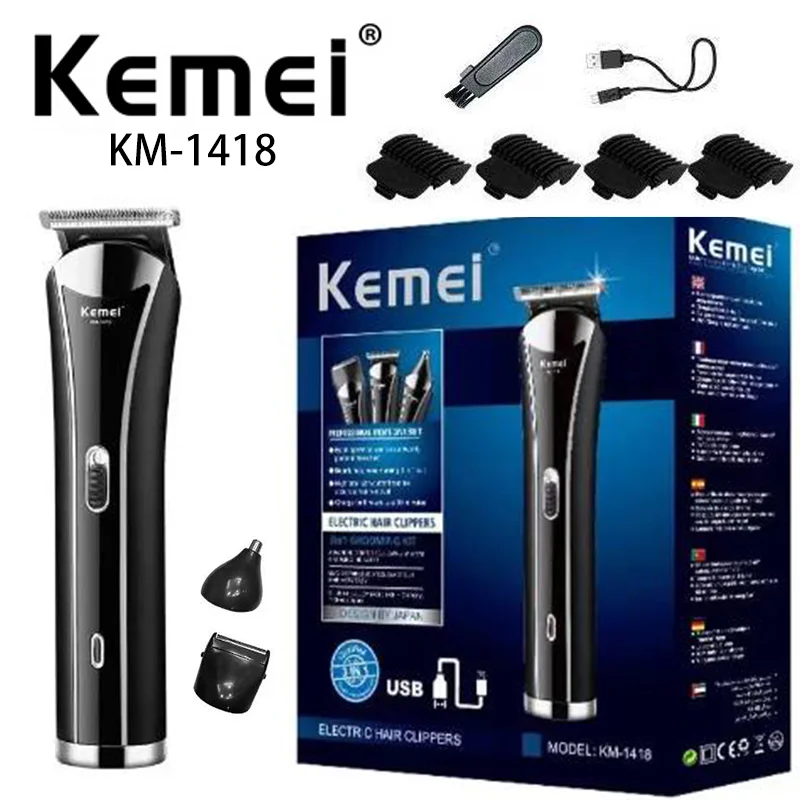 

Kemei Electric Rechargeable Hair Clipper KM-1418 House Hold Use Hair Trimmer Shaver and Nose Hair Trimmer 3 In 1 Trimmer