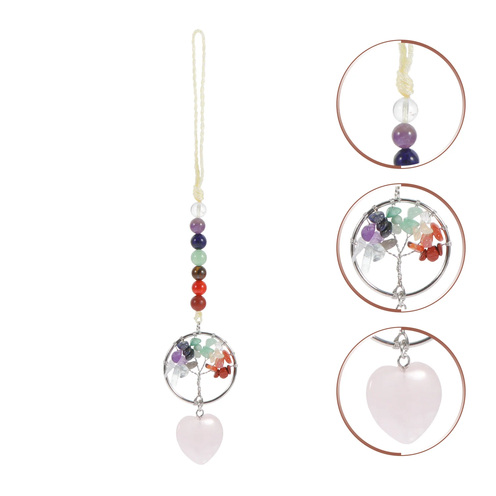 

Tree Pendant Crystal Stone Car Decor Chic Hanging Ornament for Home Window Garden Interior Decoration 7 Chakra