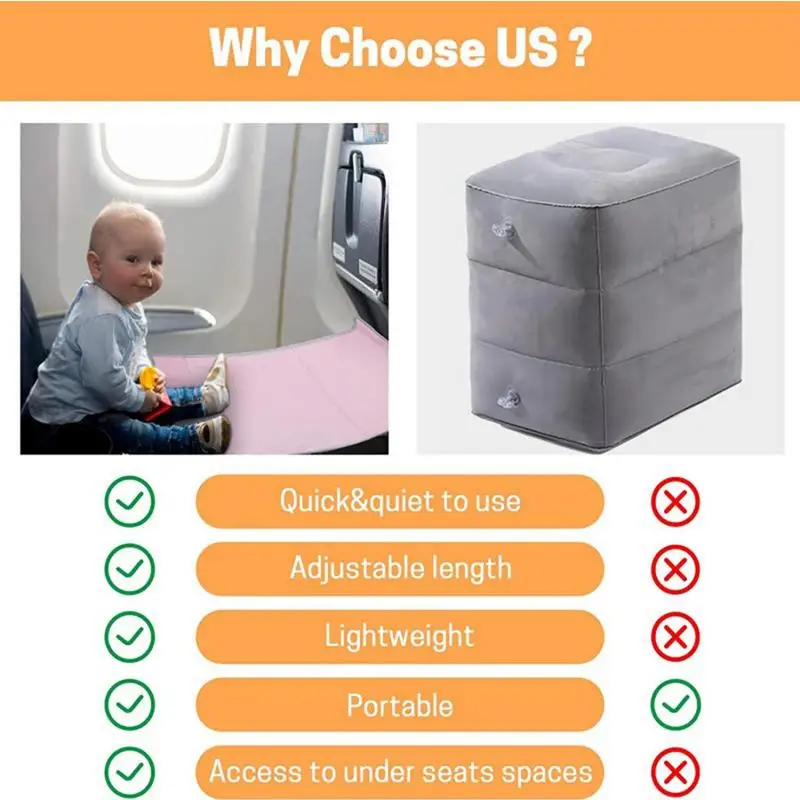 Kids Airplane Bed Travel Foot Rest For Airplane Flights Compact And Lightweight Toddler Airplane Travel Essentials For Kids