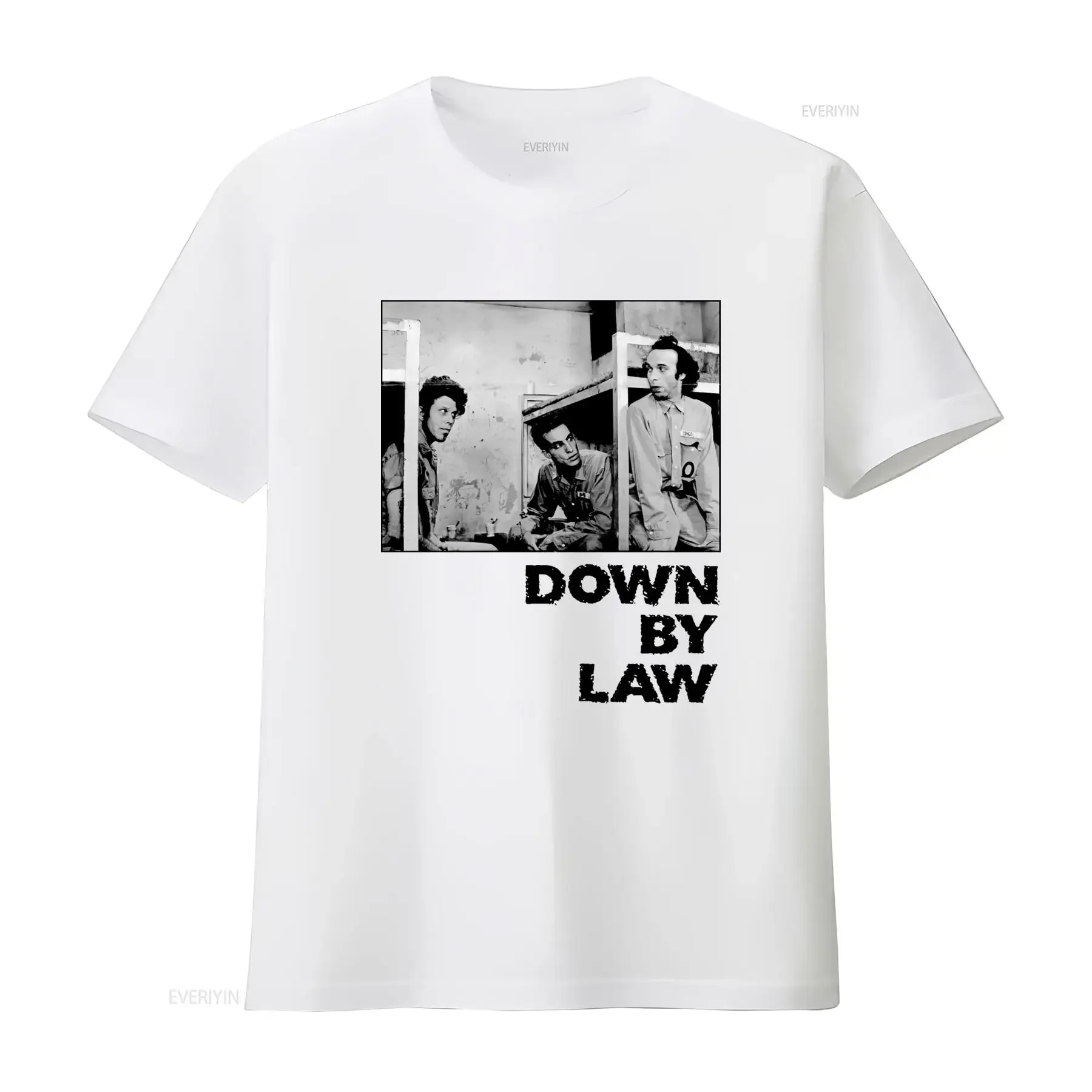 Vintage Retro Black White Classic Movie Prison Scene Print Casual T Shirt vintage Washed Unisex Top For Everyday Wear Soft