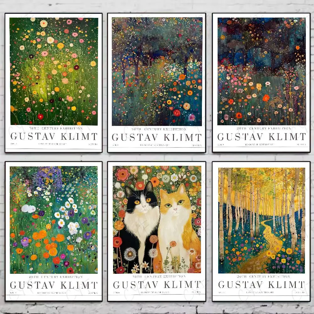 

G-Gustav Klimts Oil Painting Ins Poster Home Living Bed Room Bar Hallway Sticky Wall Art Printing Waterproof Aesthetic Decor