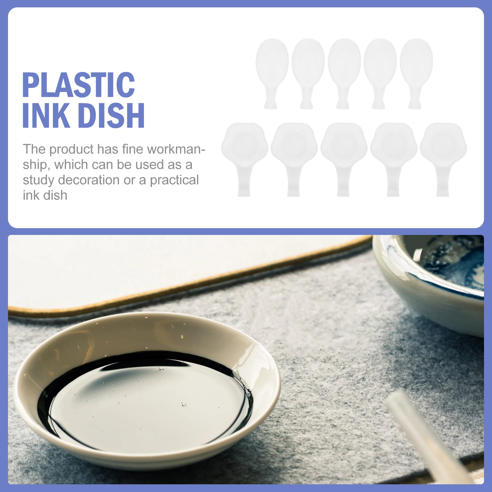 

40 Pcs Chinese Calligraphy Ink Disc Stationery Supplies Tray Well Plastic White Paint Dish