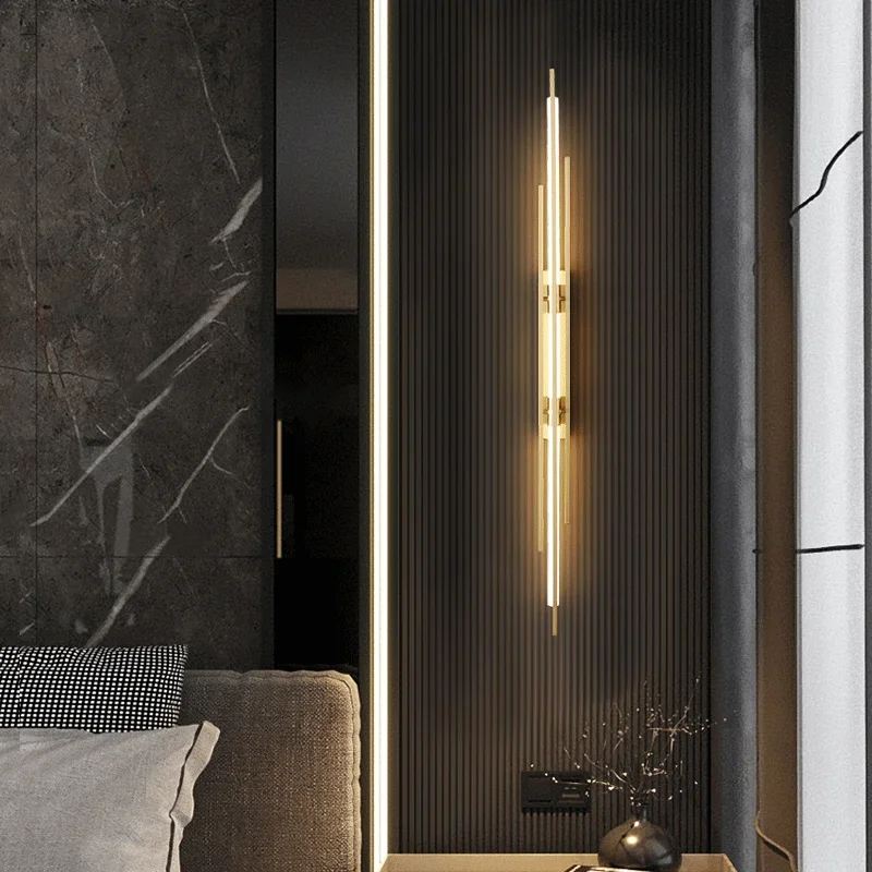 Imagem -05 - Estilo Nórdico Led Lâmpada de Parede para Sala Iluminação Interior Luminosa Acessórios de Metal Preto Quarto e Escada Luz Simples Ouro Ac110220v