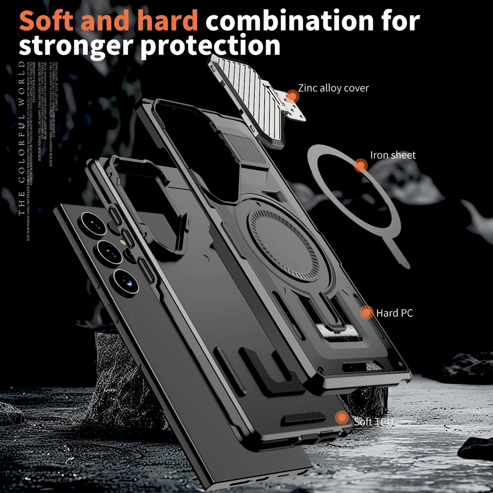 Shockproof Armor Case For Samsung Galaxy S25 S24 S23 Ultra Plus FE A15 A55 A14 A35 5G S24Ultra S24FE For Magsafe Charge Cover