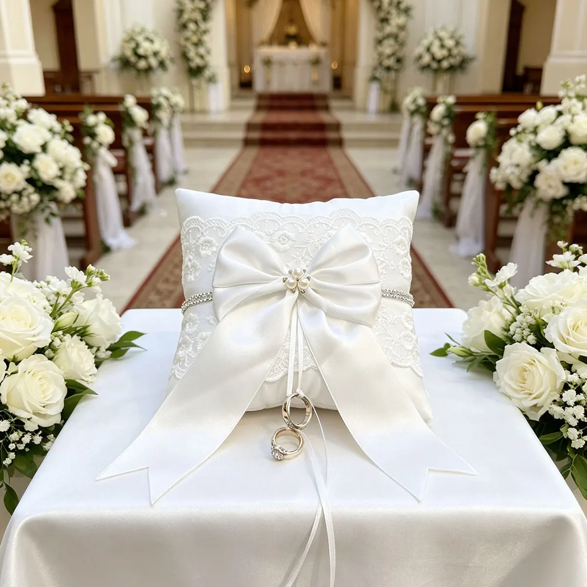 Bantal Cincin Pernikahan Renda - Ring Bearer Pillow ulasan dan harga