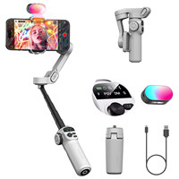 Aochuan Smart X2 Kit White 3 Axis Handheld Gimbal Stabilizer With built-in extension pole and LED For IPhone And Android phone