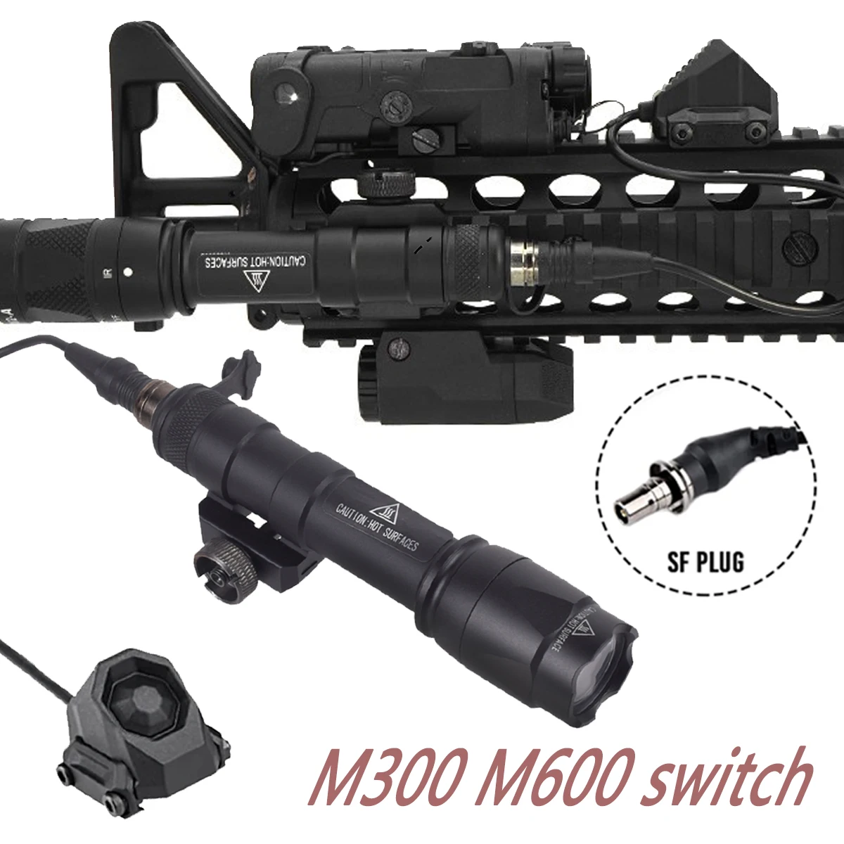 Surefire M300 M600 Tactical M600C Flashlight UNITY AXON Function Remote Pressure Switch Fit 20mm Rail Hunting Light Airsoft Lamp