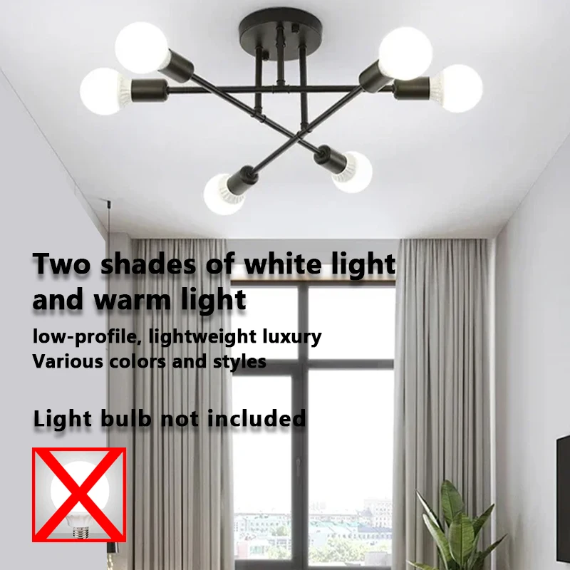 

Simple Iron Electroplating Baking Paint Ceiling Lamp E27 Creative Design for Living Room Bedroom Cafe Restaurant LED Light