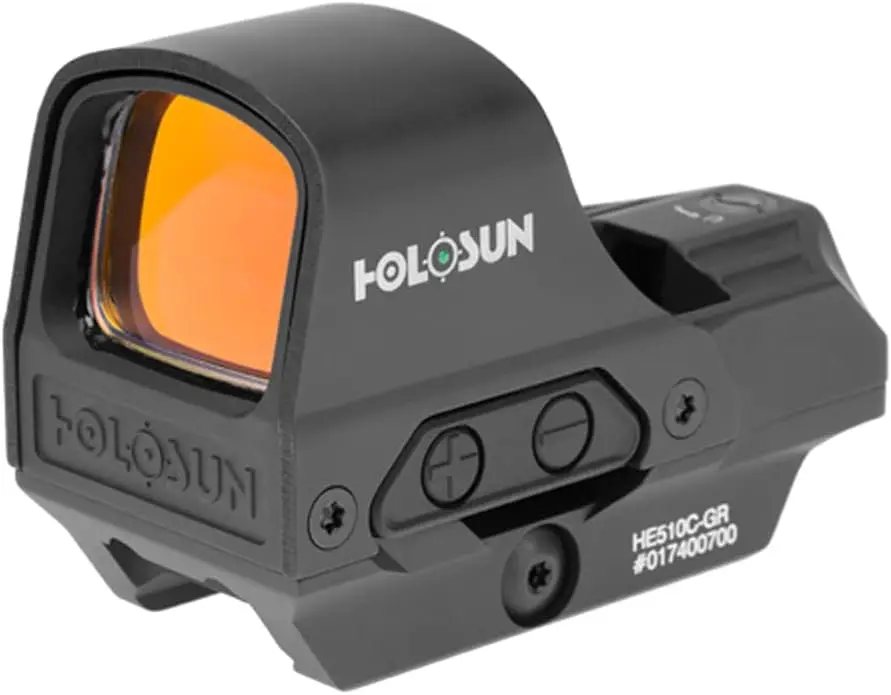 HOLOSUN HE510C-GR / HS510C Multi-Reticle 2 MOA Dot & 65 MOA Circle Open Reflex Sight for Long Guns - Solar FailSafe Shak