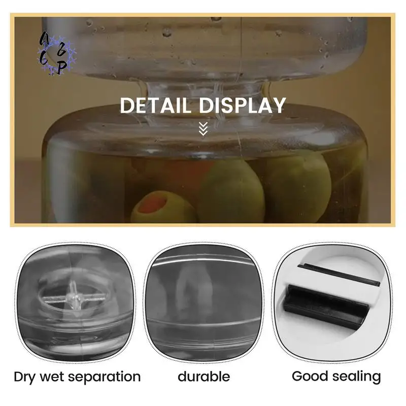 Tarro de pepinillos A68P, dispensador seco y húmedo, recipiente para tarros de reloj de arena y aceitunas para el hogar, organizador separador de cocina