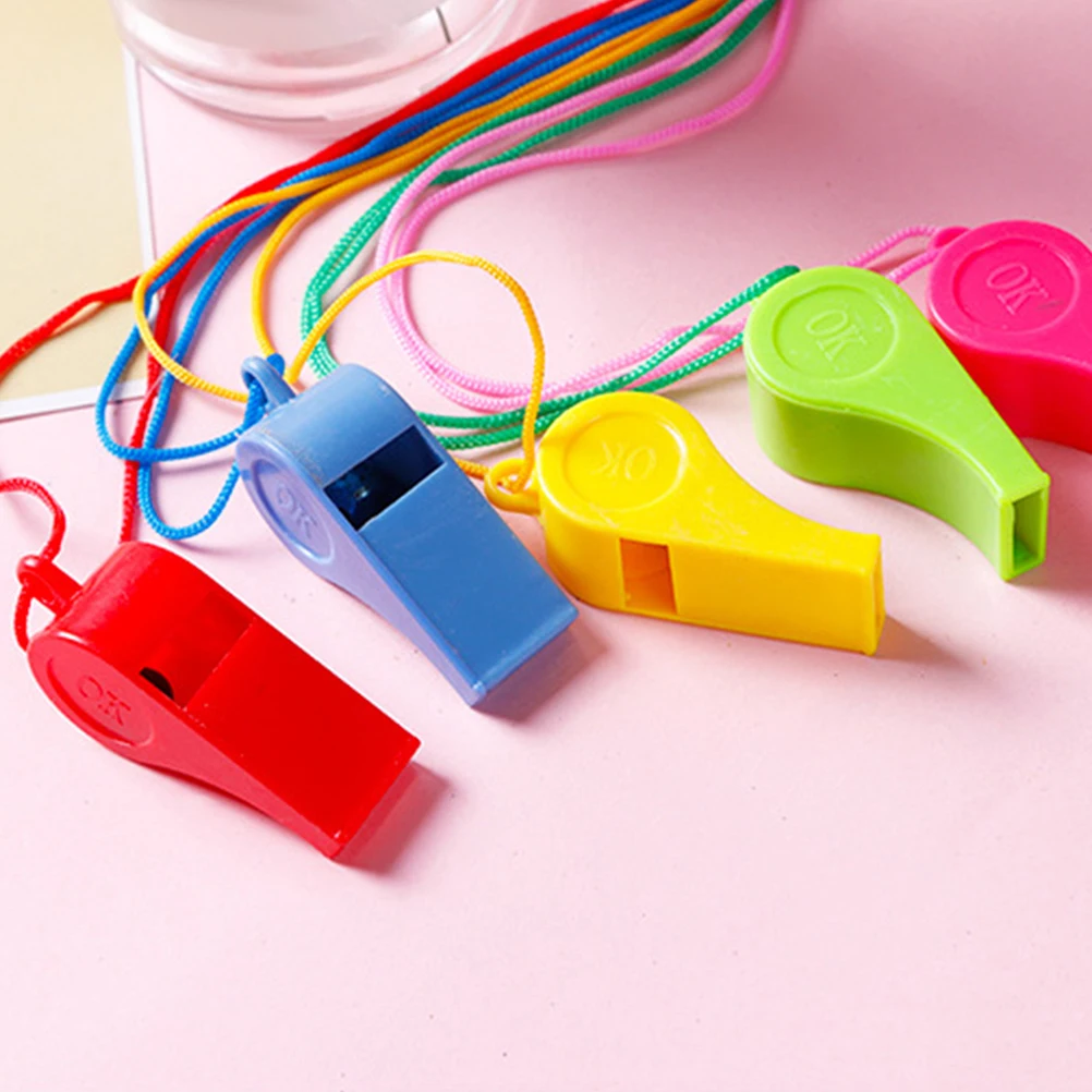 

100Pcs Plastic Whistles Colorful Loud Sound for Sports Meeting Referee Training Party Favors Whistle for