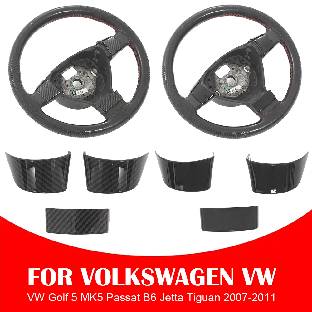

Car Steering Wheel Insert Decor Trim Cover Wheel Carbon Fiber Texture Stickers for VW Golf 5 MK5 Passat Jetta Tiguan 2007-2011