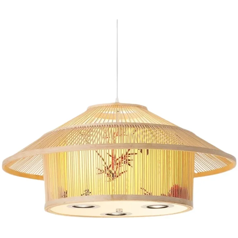 Hot pot restaurant box with spotlights bamboo lantern chandelier Chinese hotel private room store homestay bamboo