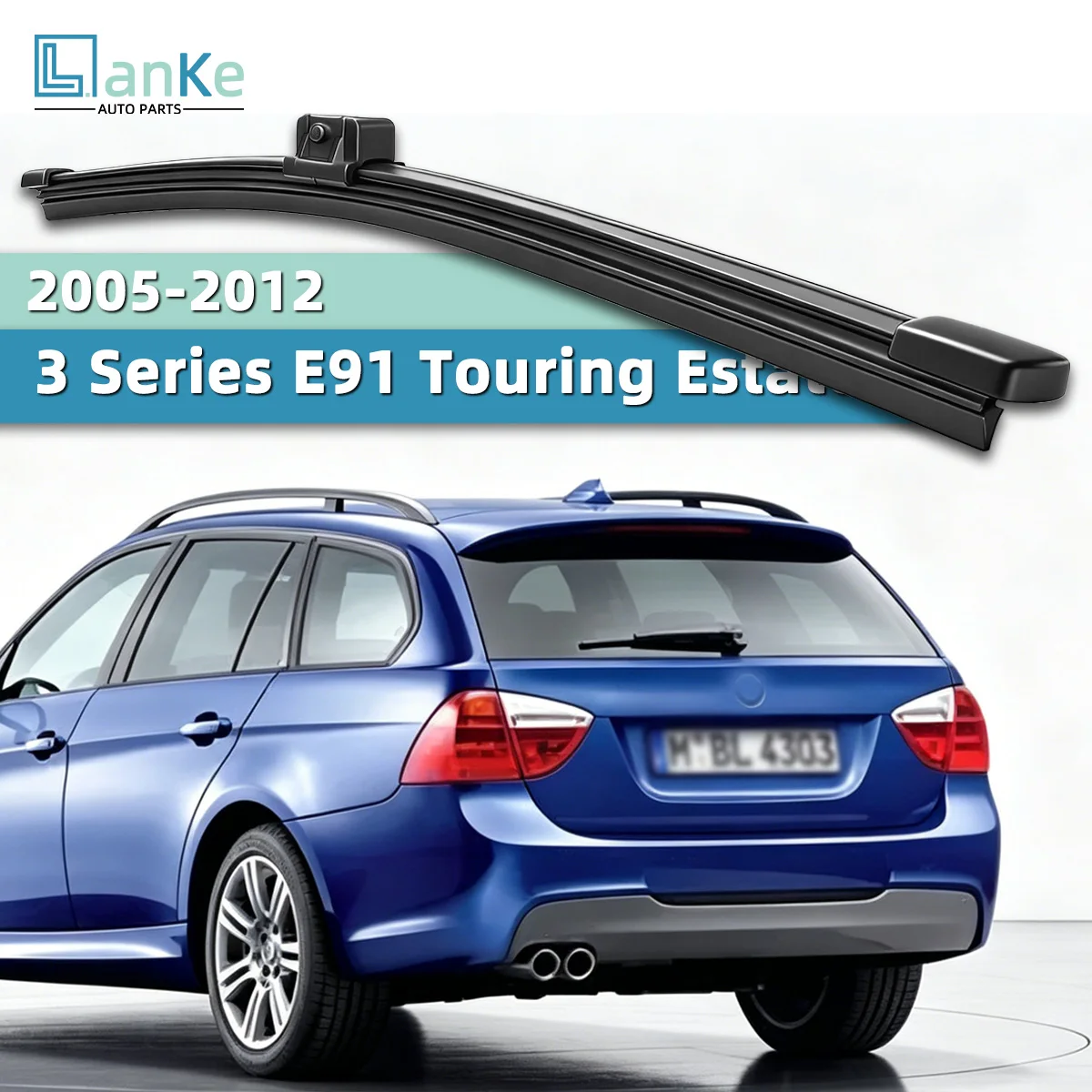Brazo y Cuchilla de Limpiaparabrisas Trasero de Repuesto para BMW Serie 3 E91 Touring 2005-2012, Compatible con el Limpiaparabrisas Trasero del Vehículo, Ajuste OEM, Dura