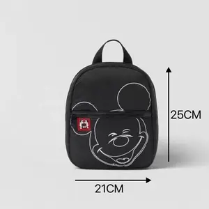 Disney-Mey-Rucksäcke für Kinder, neuer Stil, schwarzer Druck, schöne, weiche Mode, Mode, einfache Leinwandtaschen, Mädchen und Jungen 6 Hauptverkäufe Kinder -Leinwand -Rucksack - №4