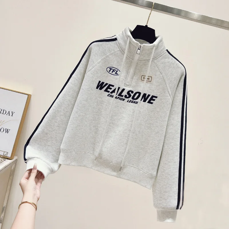 

Spring Autumn Zipper Hoodie Women's Loose Slimming Casual Sports Jacket for Junior And High School Students Printed Polyester...