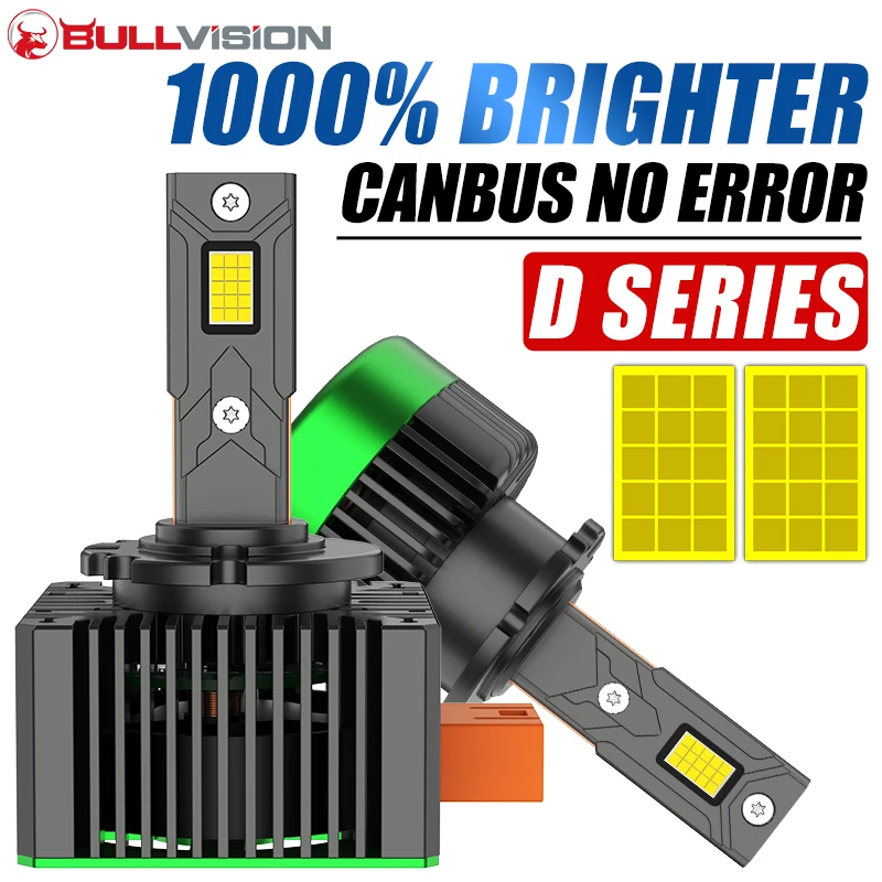 Bullvision 2PCS D1S D3S Headlights D2S D2R D4S D4R D5S D8S LED Canbus 30PCS CSP Auto LED Lamp Car Lights 6000K 12V Plug&Play