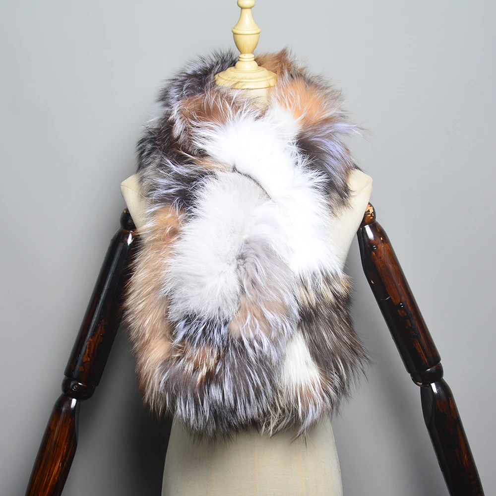 2024 Winter Lady Natural Luxury Real Fox Fur Scarf Full Pelt Warm Soft 100% Genuine Fox Fur Scarves Shawl Women Real Fur Muffler