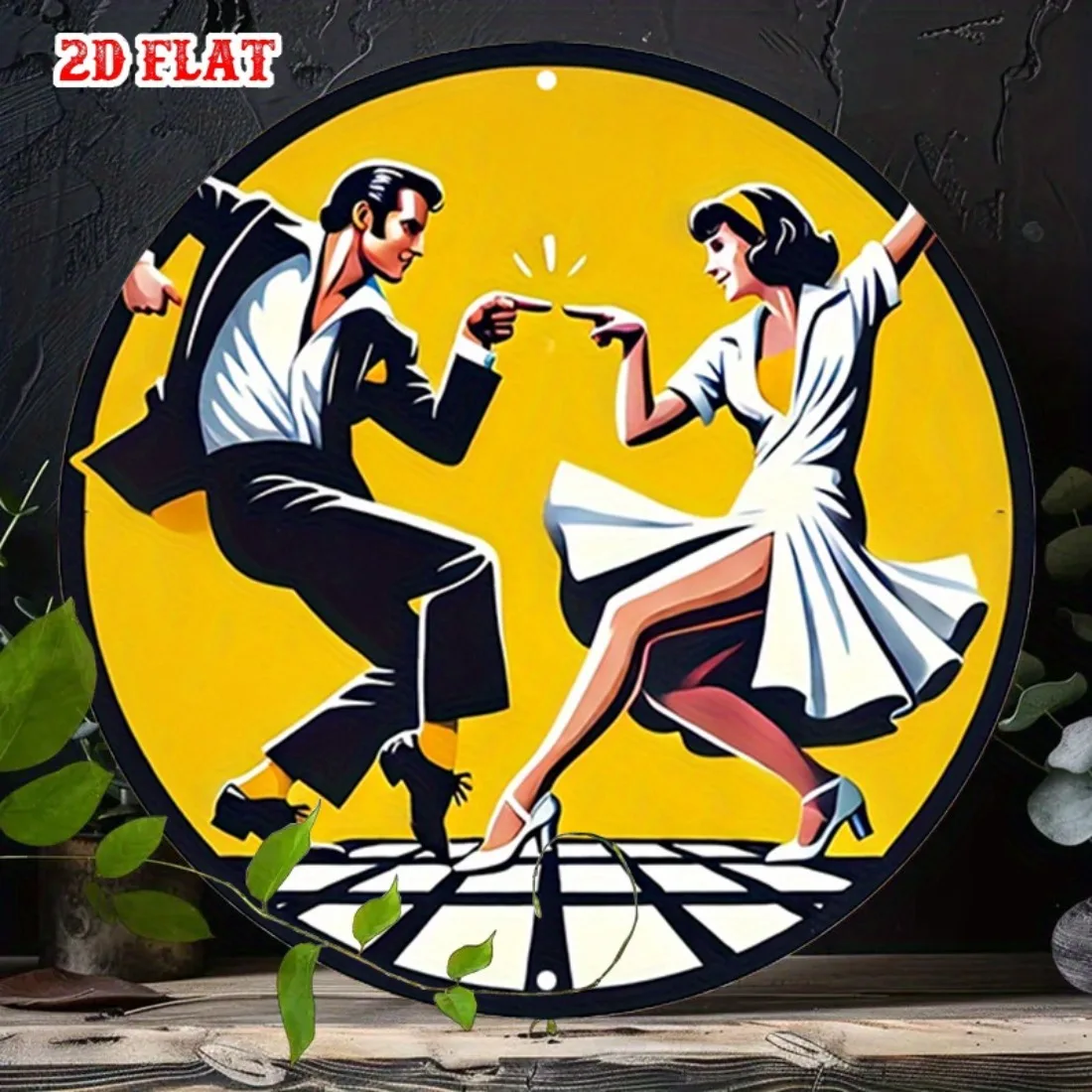 Retro Dance Metal Tin Sign, 2D Flat Vintage Aluminum Wall Art for Cafe Garage Home Decor