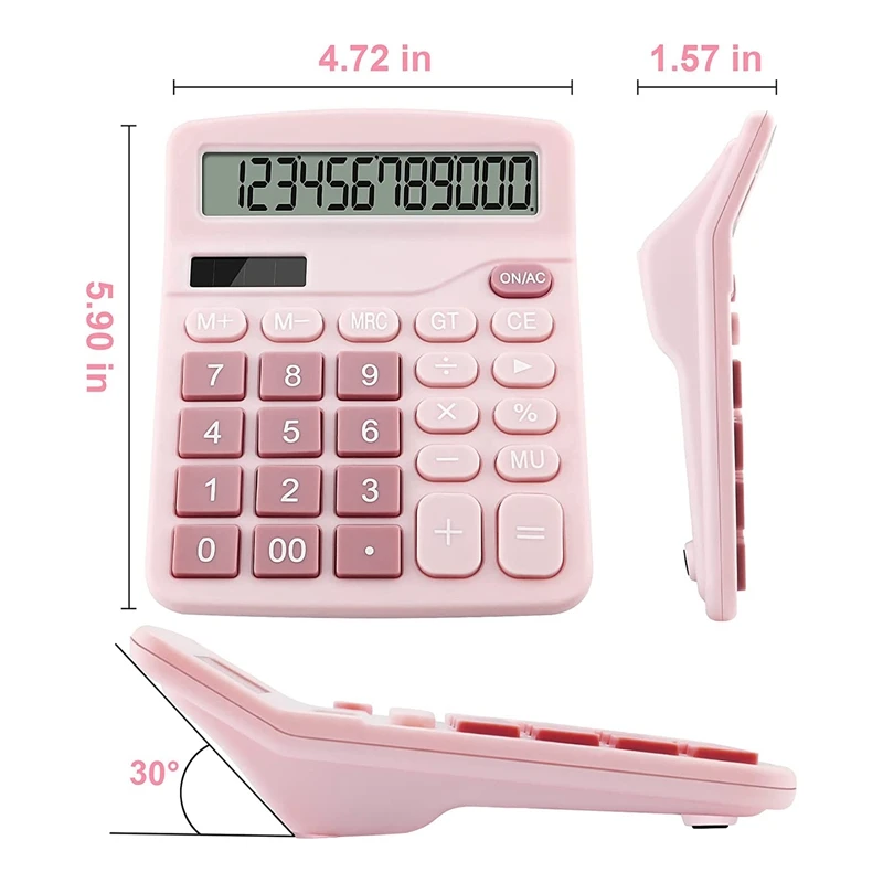 12 Digits Electronic Calculator Solar Calculator Dual Power Calculator Office Financial Basic Desk Calculator