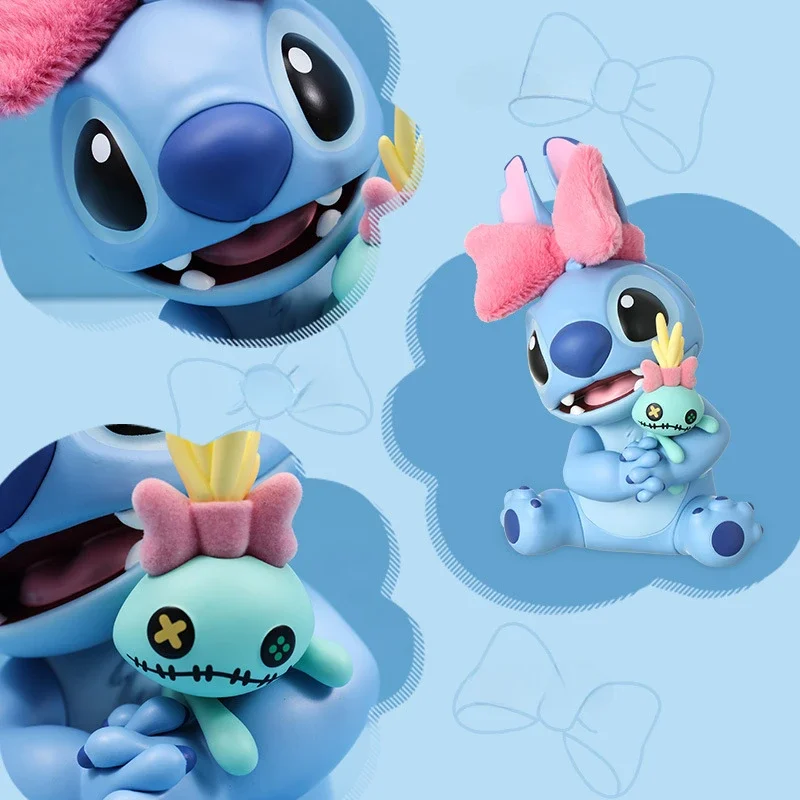 MINISO Disney Lilo & Stitch Model słodka ozdoba do przytulania dekoracja zabawki dla dzieci Anime peryferyjne prezent urodzinowy figurki zabawkowe