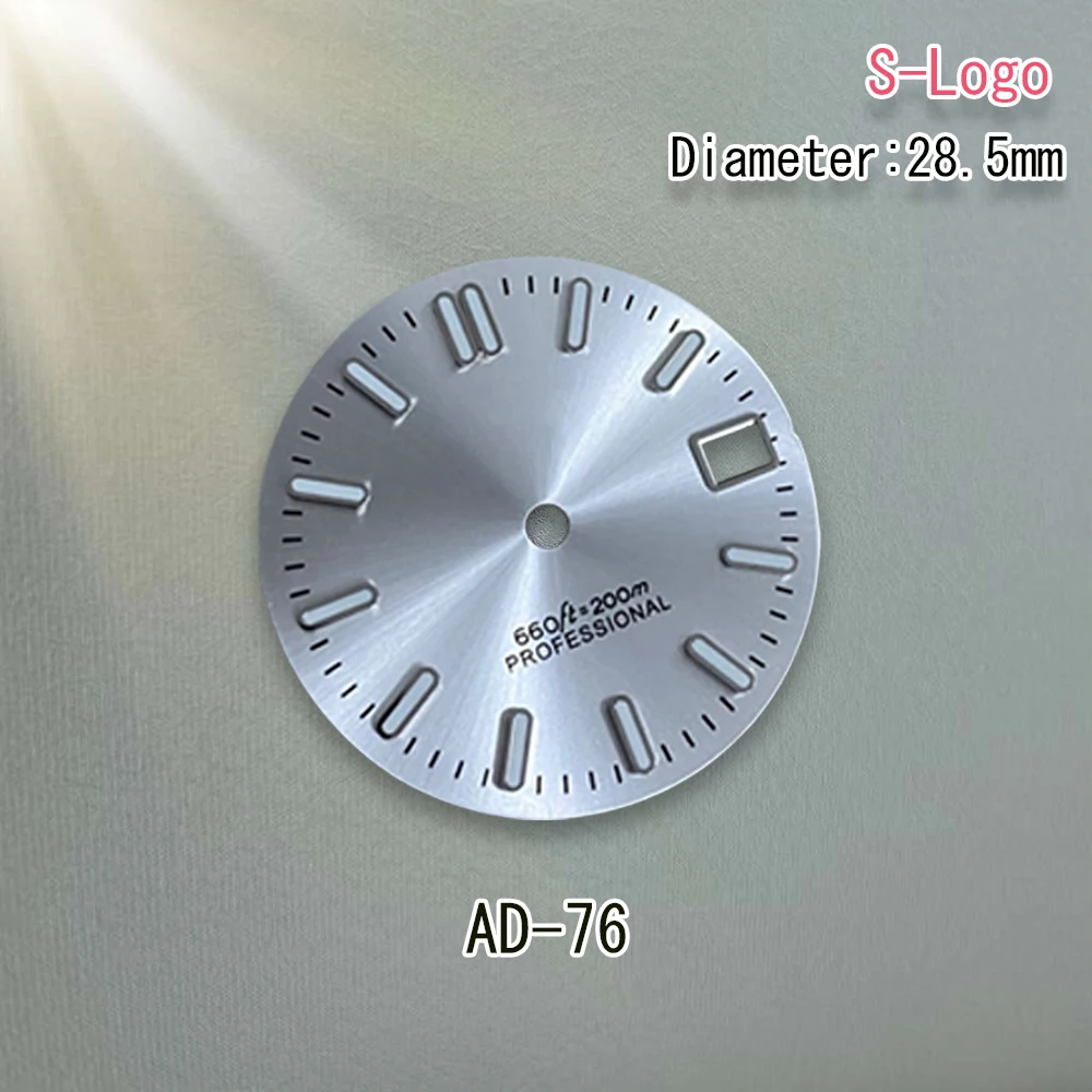 S โลโก้ Dial 28.5 มม.NH35 Dial Sunray Dial Fit NH35/NH36/4R/7S การเคลื่อนไหวสีเขียวส่องสว่าง 3/3. 8/4.2 นาฬิกานาฬิกาอุปกรณ์เสริมเครื่องมือ
