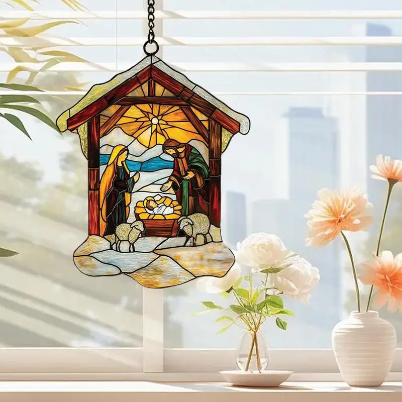 Nativity Scene Sun Catcher Nativity Scene Pendant Religious Christmas Ornaments Nativity Scene Ornaments For Christmas Tree 2D