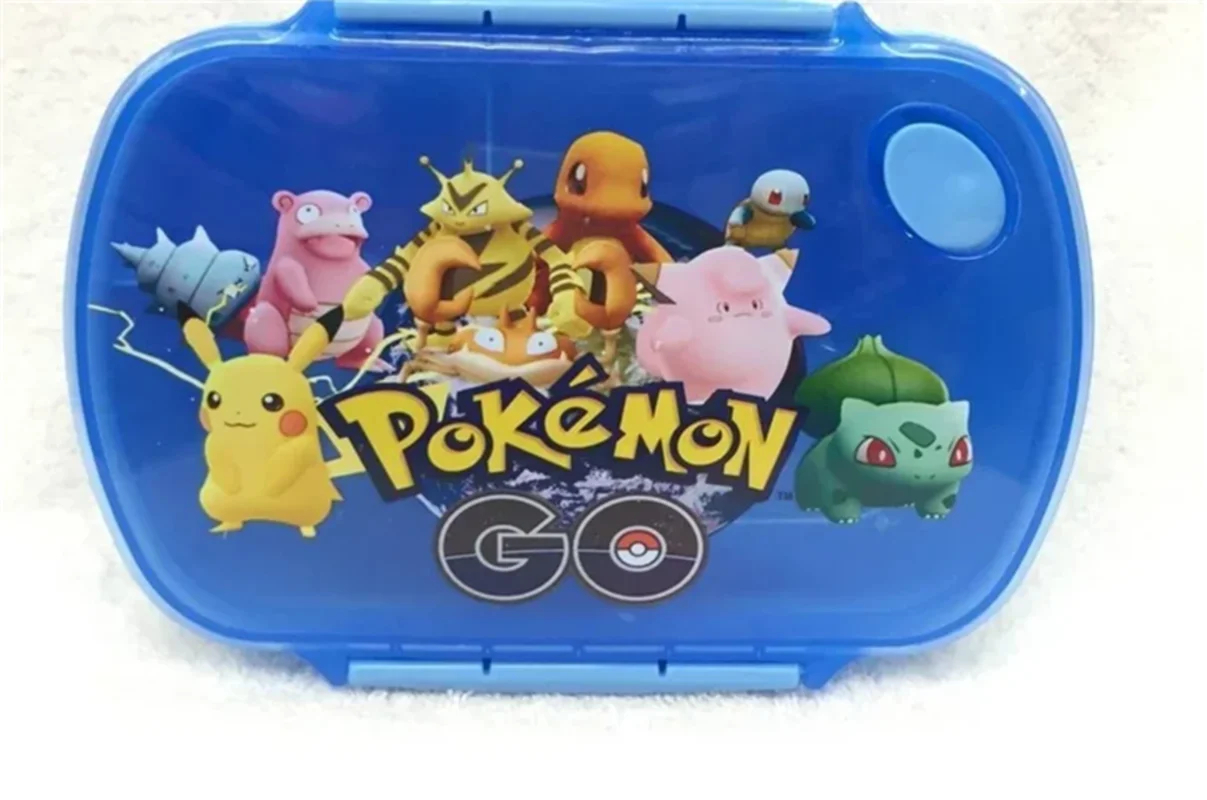 Boîte à déjeuner Pokémon Pikachu pour enfants, dessin animé, mignon, portable, étanche, récipient alimentaire, étudiant, ustensiles en plastique