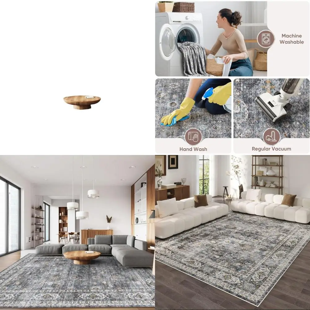 

Large 8x10 Boho Soft Grey Faux Wool Rug, Washable Non-Slip, Ideal for Living Room, Dining Area, Kids Playroom, Farmhouse Style