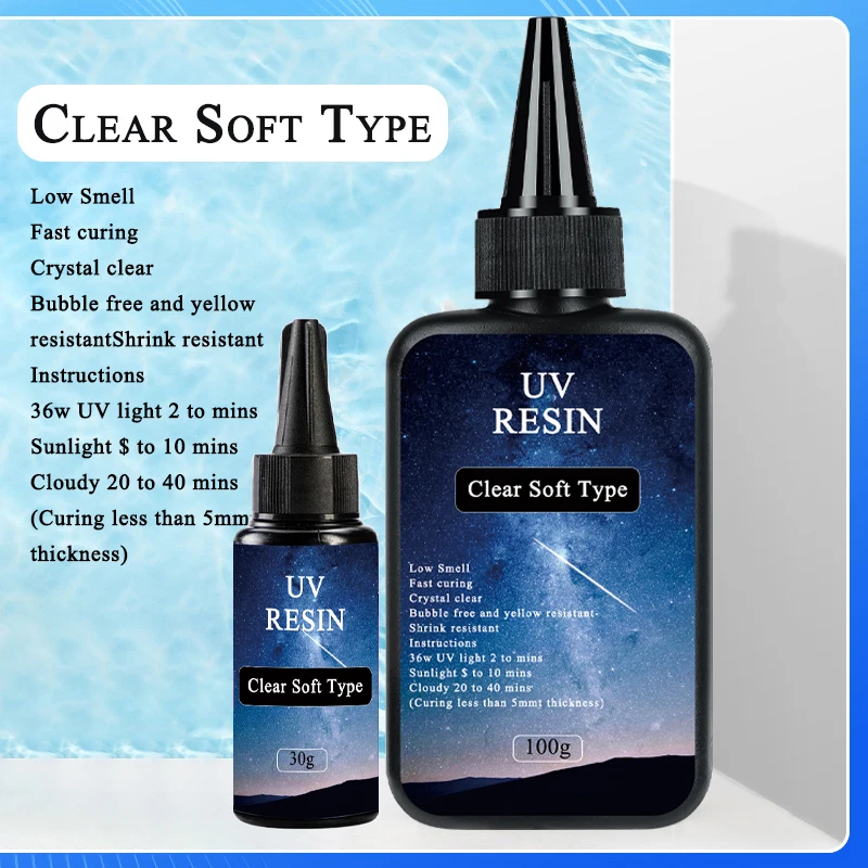100g UV Resin - Transparent Soft Adhesive, High-Quality UV Transparent Resin, Fast Curing UV Photosynthetic Resin Adhesive