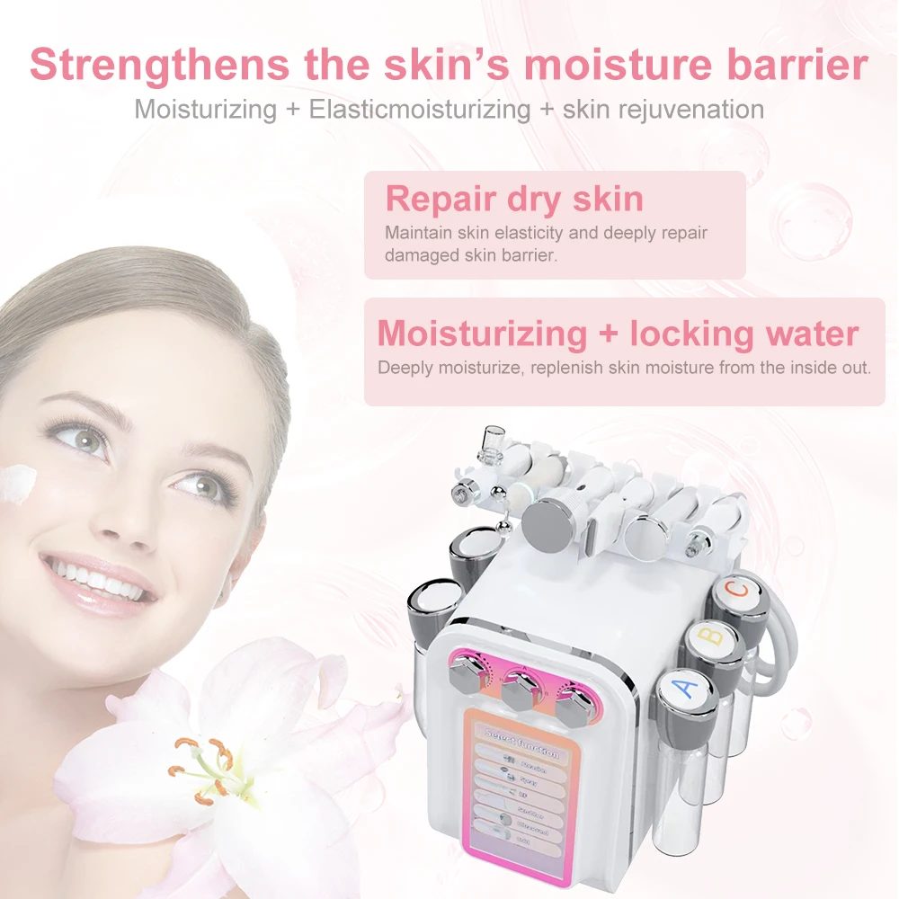 AOKO 6 in 1 Aqua Peeling H2O2 Facial Machine Hydro Water Dermabrasion Skin Scrubber Spray  Peel Oxygen Jet Facial Machine