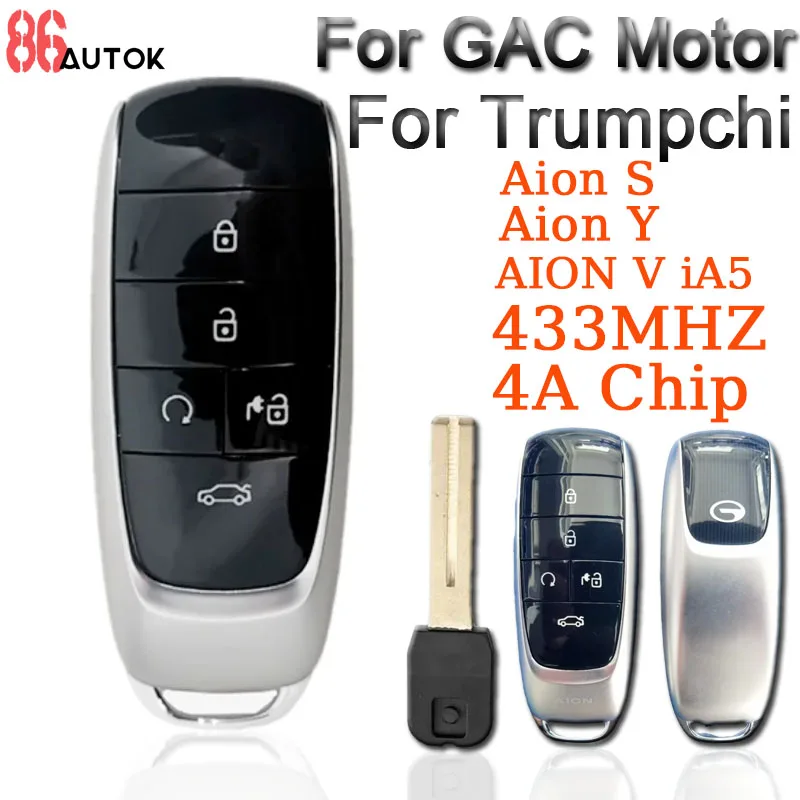 Keyless Go Car Smart Remote Key 4A Chip 433MHZ per motore GAC per Trumpchi Aion Y Aion S AION V IA5 chiave remota automatica intelligente