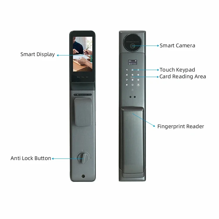 0052024 New High quality 3D Face Recognition Unlock Intercom Function Tuya WIFI Mortise Smart Lock With Camera