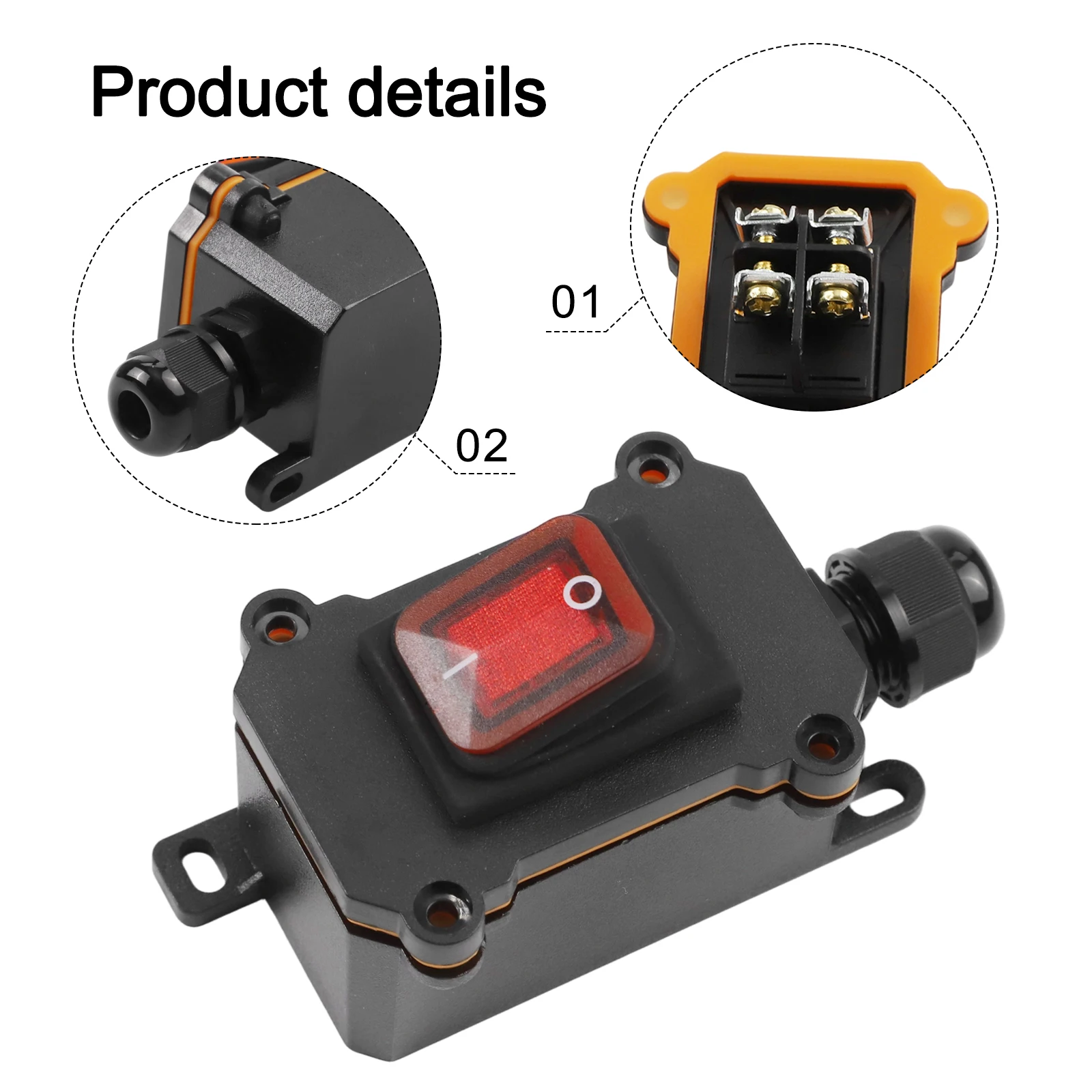 IP65 Waterproof Switch 12-24V/220V High Current For Outdoor Lighting Garden Pumps Machine Tools Replacement Switch Accessories