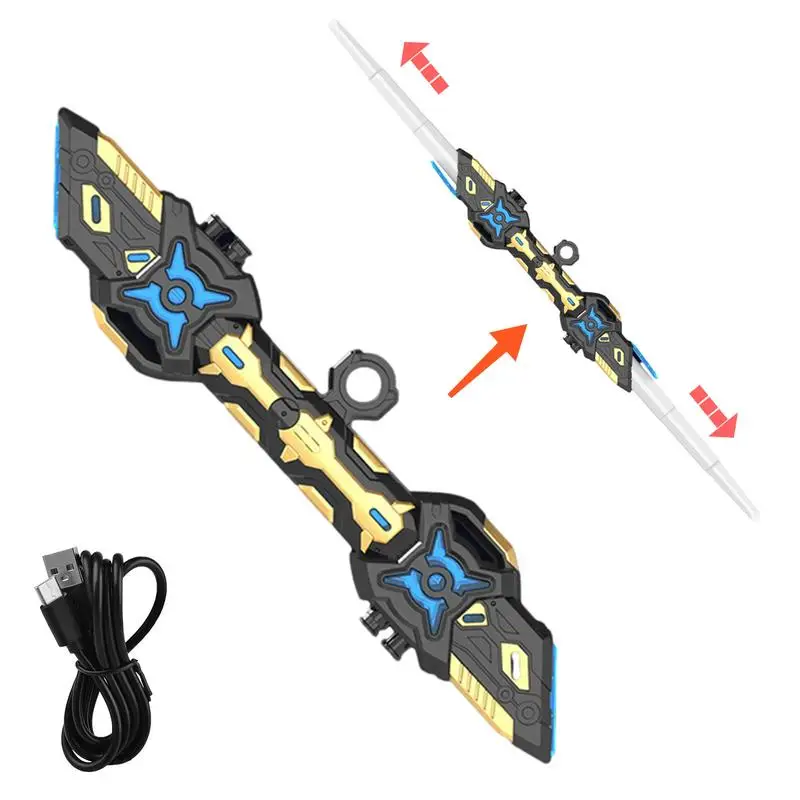 Rotating Laser Sword Toy para crianças, espada de luz de dois gumes, cosplay retrátil, brilhante, presente para meninos, crianças