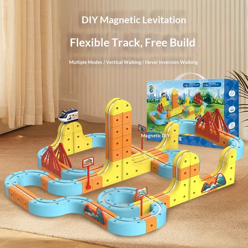 المغناطيسي DIY تجميع المسار سيارة عالية السرعة السكك الحديدية قطار السفينة الدوارة تنوعا اللبنات ألعاب تعليمية الهدايا #3