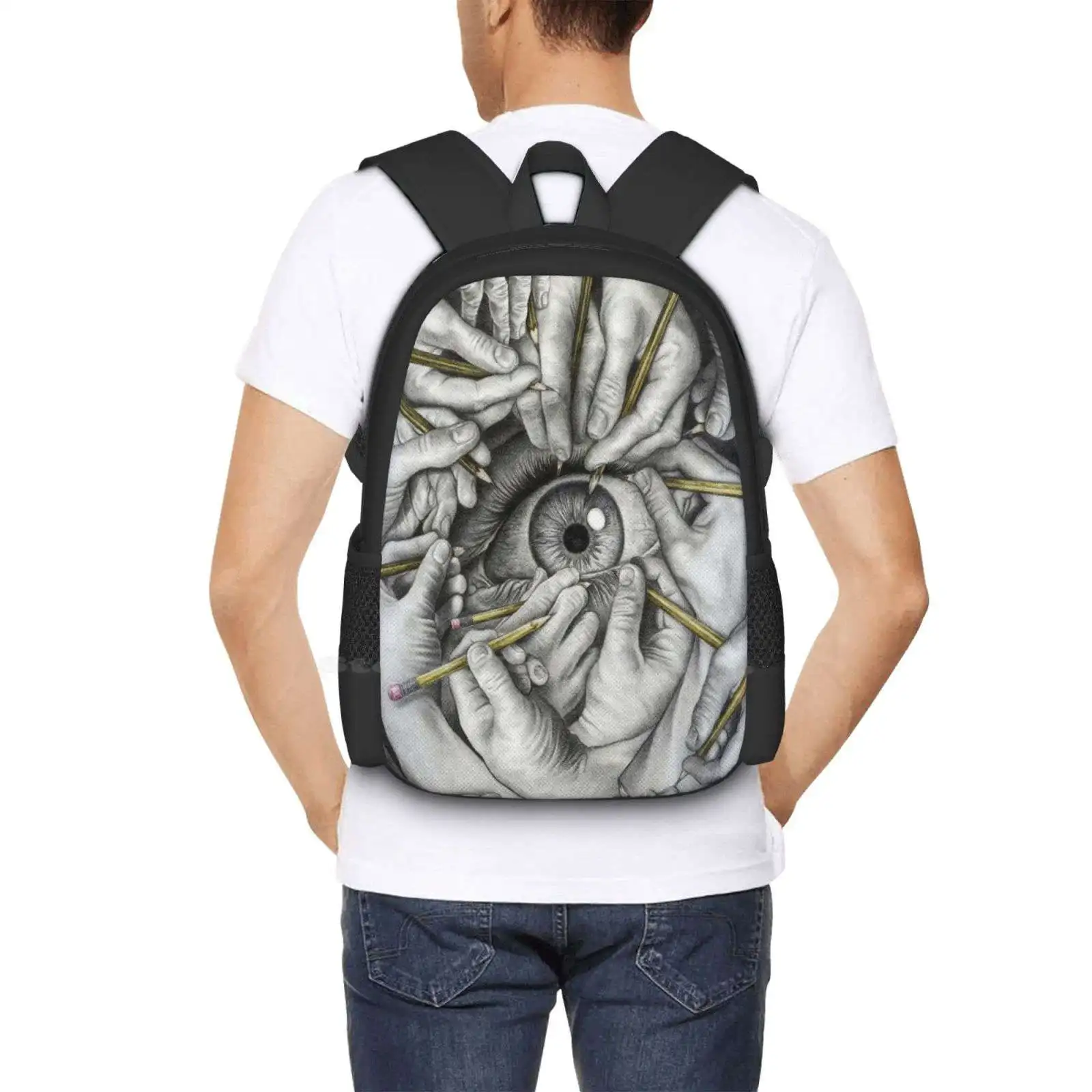 مرسومة لرؤية حقيبة ظهر الطالب الجامعي في سن المراهقة تصميم أكياس لينك ميستري رعب الخيال العلمي الحب مقلة العين الجمجمة الأيدي إيشر #6