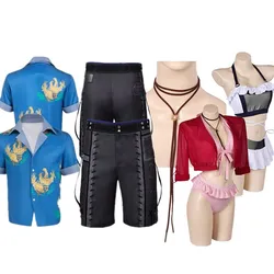 Fantasy Cloud Strife Cosplay Costume Adult Men Beach T-shirt Short Sleeve Shirt Shorts Outfits Halloween Carnival Suit