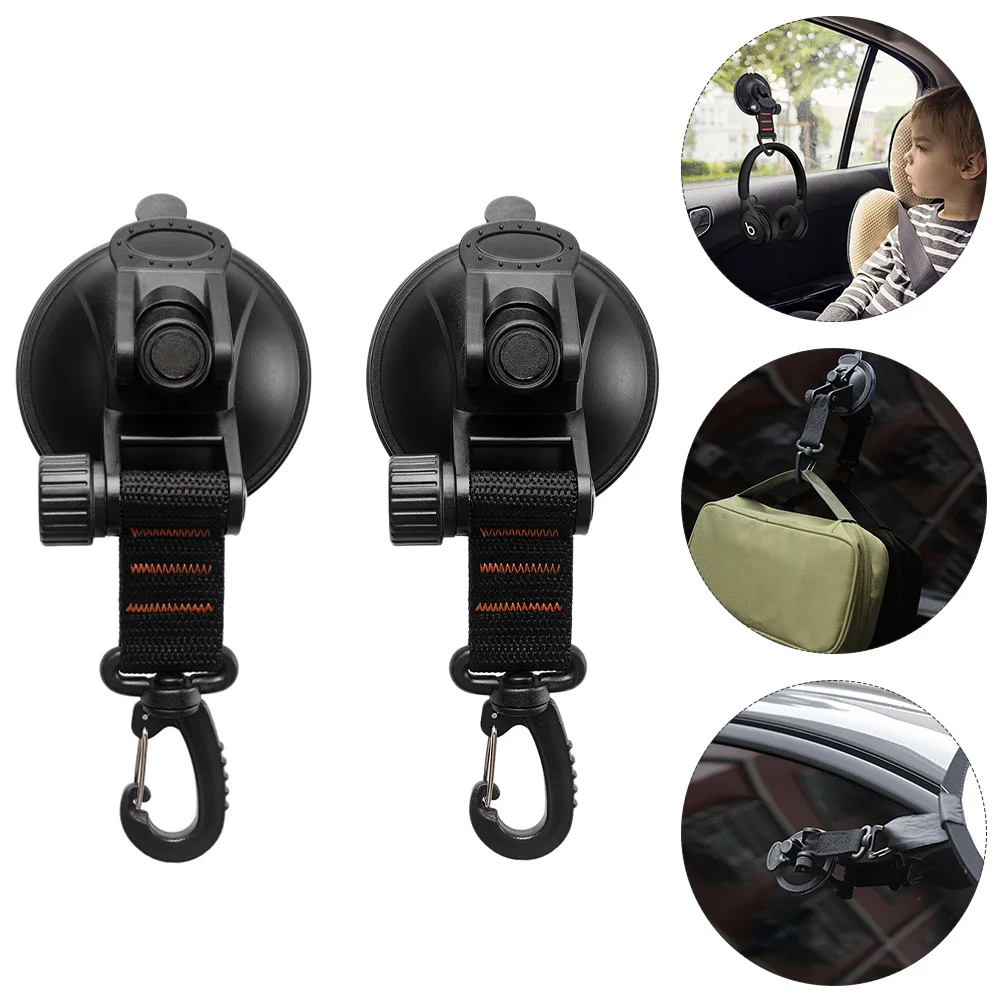 

2 pcs Portable Suction Cup Reusable Outdoor Fixing Hooks Carabiner For Car Camping Waterproof Abs Hooks Tents Tarps Punch-Free