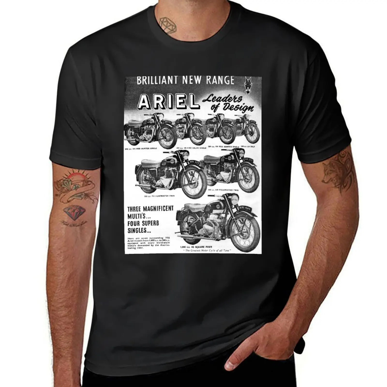 1955 Ariel Motorcycle advert T-Shirt sports fans vintage oversized t shirts for men