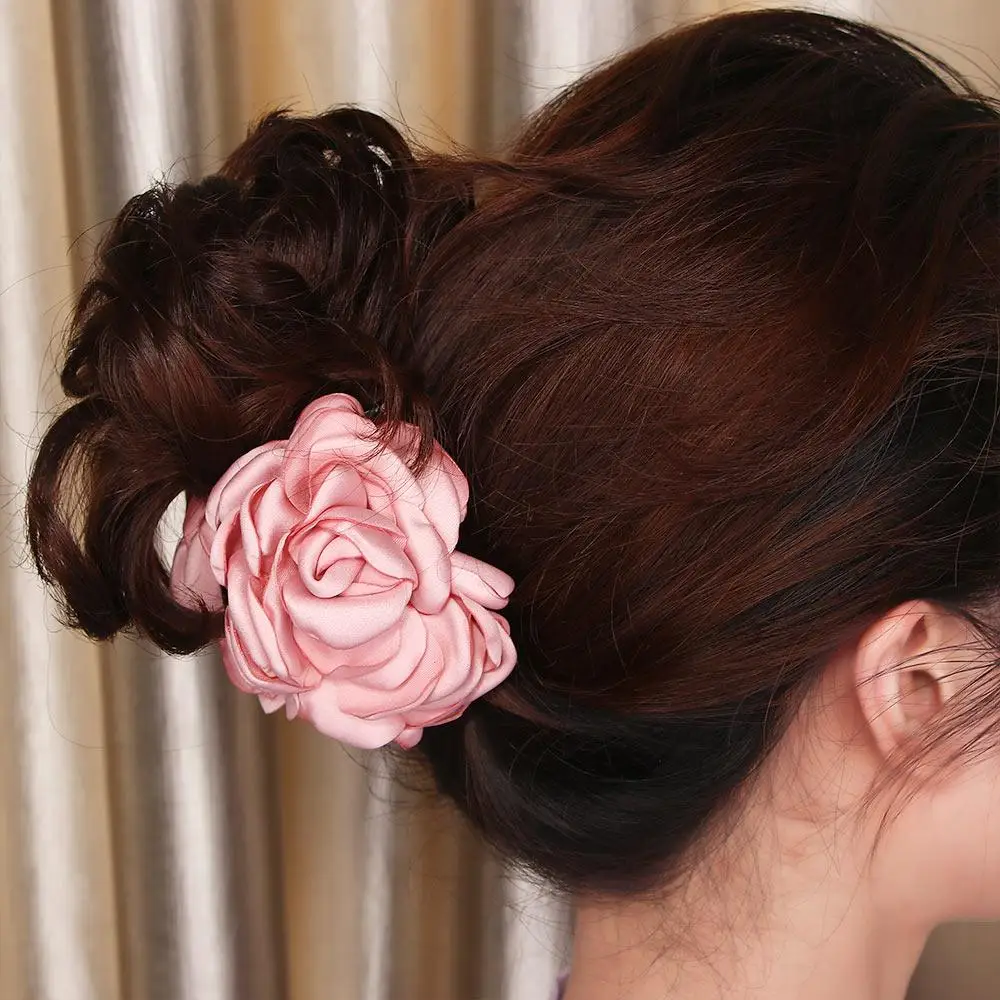 1 Pcs Gift Accessories Lady Chiffon Korean Hair Clip Barrette Hair Claw Jaw Rose Flower