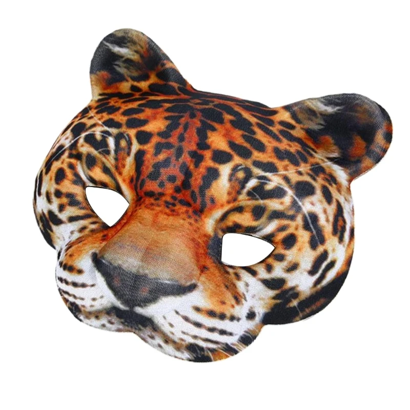 Maska Tigre Leopard Mask 3D Animal Half Face Mask, Halloween Party Cosplay Costume