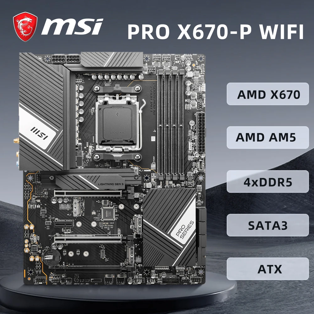 MSI PRO X670-P WIFI Motherboard Support Ryzen 9 7900X R7 7800X3D R5 7600 CPU Ryzen 8000/7000 Series DDR5 7800MHz NVME M.2 256GB