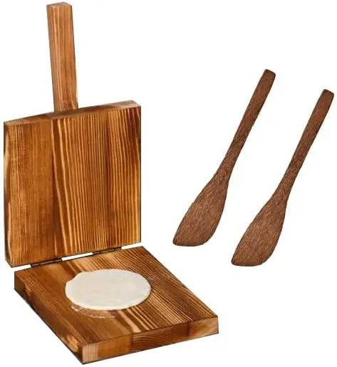 

Tortilla Press, Wooden Tortilla Press Mexican Tortillera Presser Dough with 2 Dumpling for Homemade Mexican Tortillera, Taco,