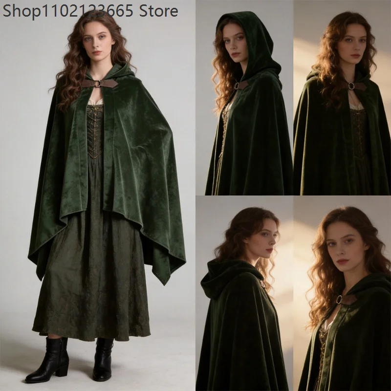 Elf Knight Short Cloak Cosplay Halloween Wizard Suede Cape Unisex Velvet Hooded Cloak Renaissance Period Cosplay Costume 2026