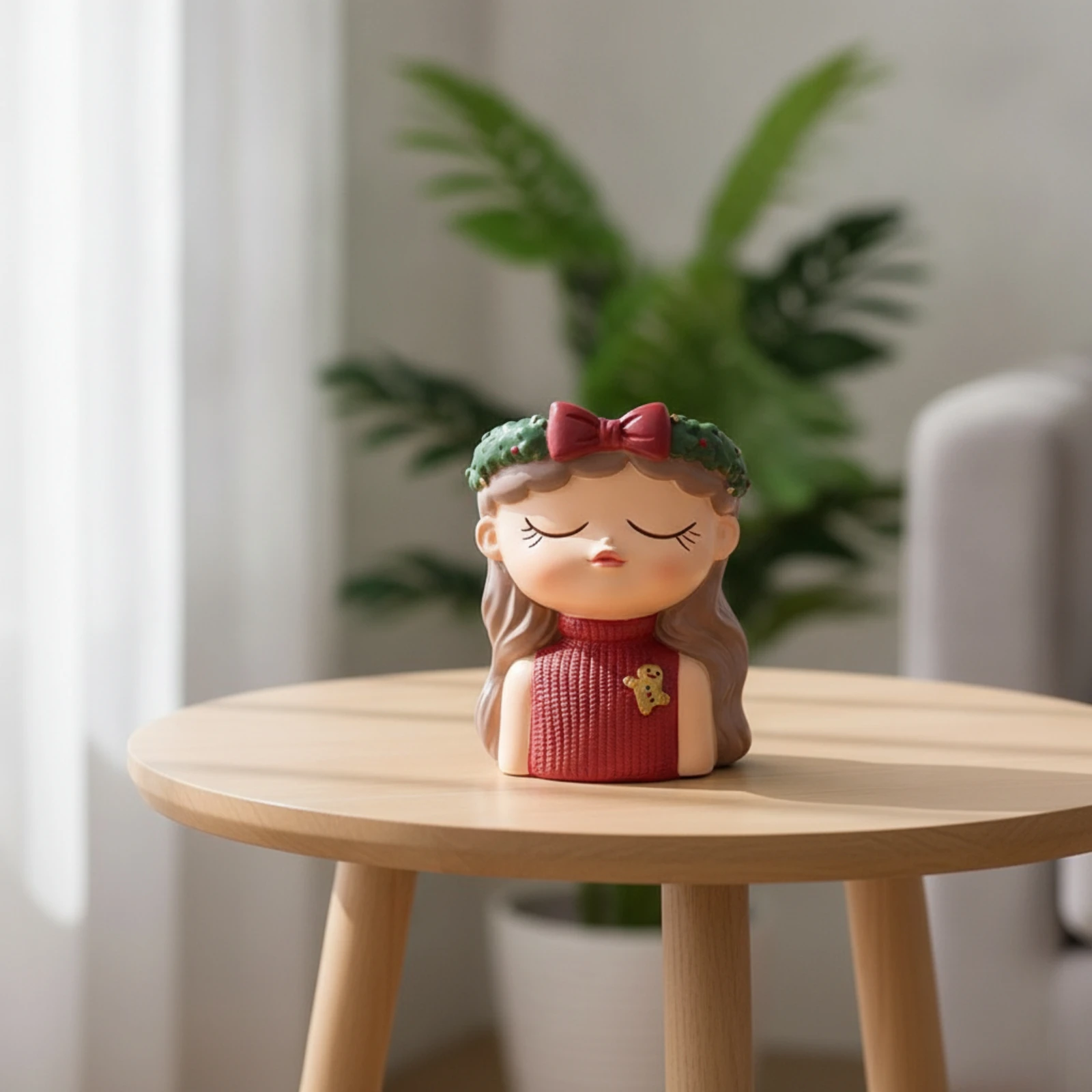Cartoon Girl Planter Cute Girl Planter Face Vase Whimsical Flowerpot Compact for Gardeners, Desk, Office