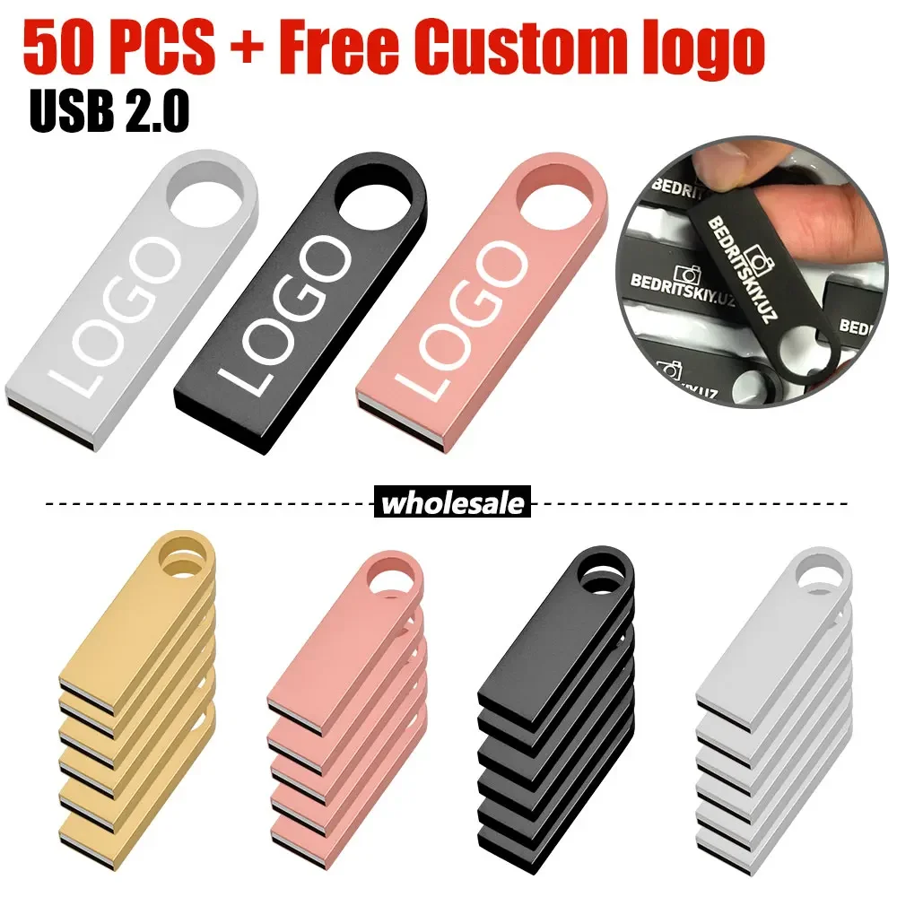 Free Custom Logo Pendrive 4GB 8GB Real Capacity USB Flash Drive2.0 128MB 50pcs/lot Faster Shipping 16GB 32GB 64GB Wholesale Gift