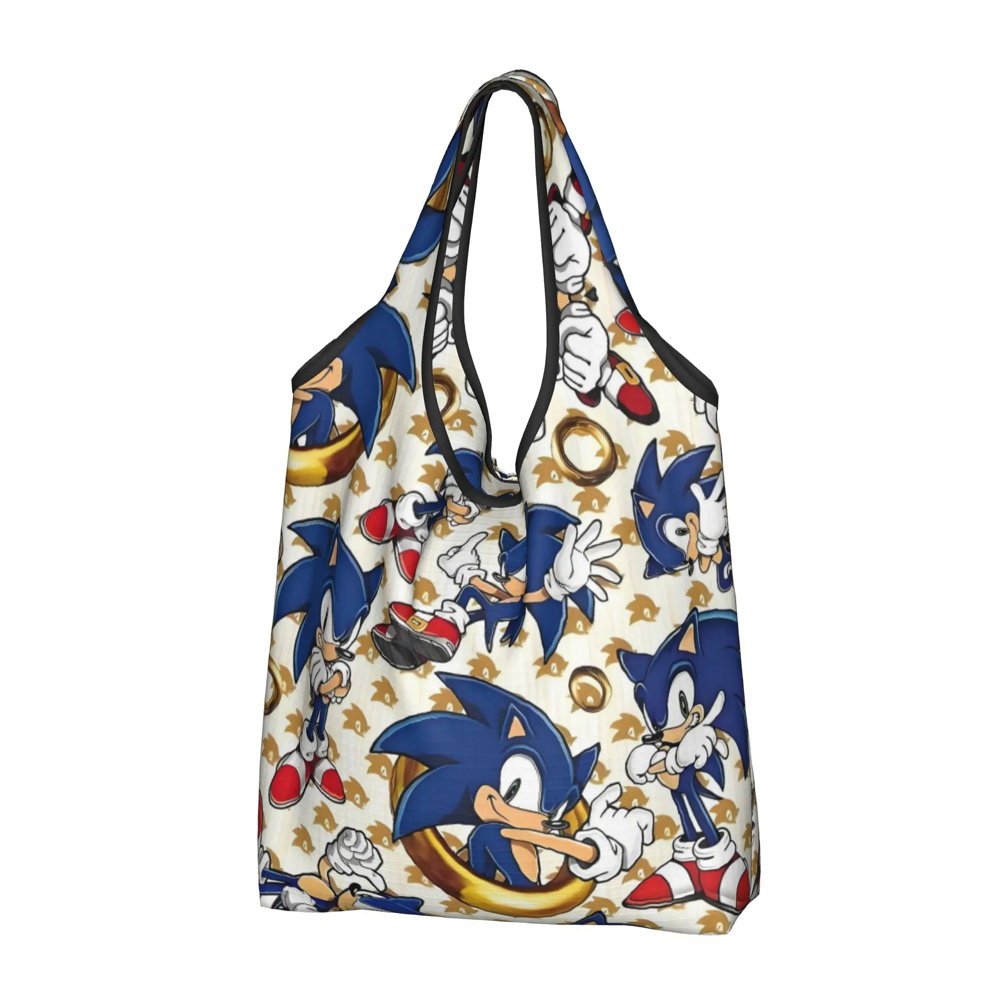 Fashion Printing Japanese Game Hedgehogg Shadow  Shopping Tote Bag Portable Shopper Shoulder Cartoon Handbag