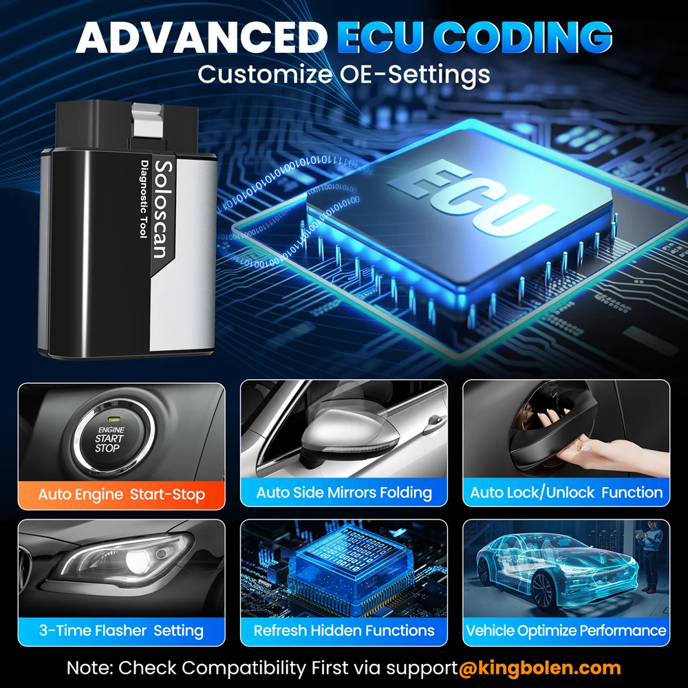 KINGBOLEN SOLOSCAN أدوات التشخيص التلقائي النظام الكامل ثنائي الاتجاه ترميز وحدة التحكم الإلكترونية جميع الخدمات ماسح OBD2 تحديث مجاني مدى الحياة