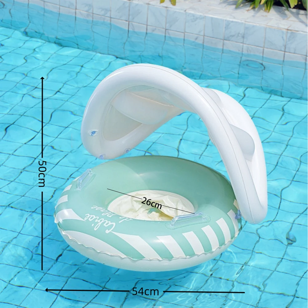 

Baby Swim Ring with Sunshade Blow Up Swim Tube Leakproof Inflatable Pool Floats with Handles & Seat Pool Rings for Boys Girls